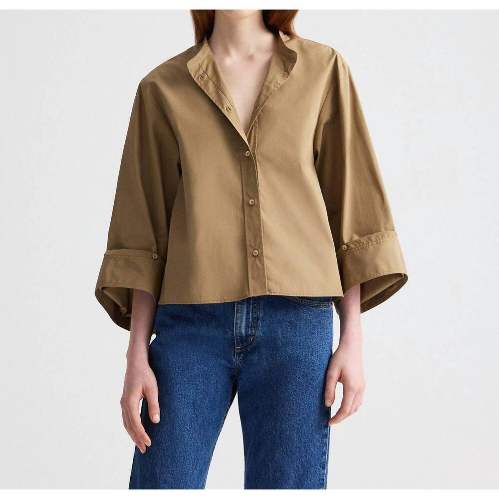 NEW TWP beau cotton poplin shirt in kelp